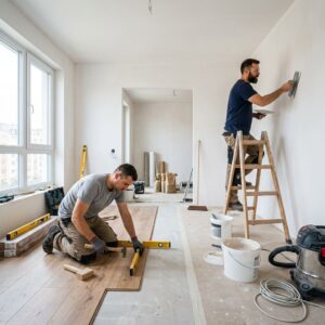 мастера делают ремонт в квартире